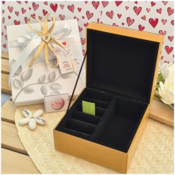 Bomboniera Solidale Cuorematto Portagioie in Vetro Albero della Vita - Cofanetto Artistico Ocra con Interno in Velluto