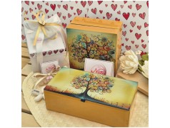 Bomboniera Solidale Cuorematto Scatola rettangolare in Vetro "Albero della Vita" - Cofanetto con Interno in Velluto