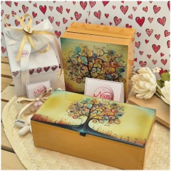 Bomboniera Solidale Cuorematto Scatola rettangolare in Vetro "Albero della Vita" - Cofanetto con Interno in Velluto