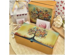 Bomboniera Solidale Cuorematto Scatola rettangolare in Vetro "Albero della Vita" - Cofanetto con Interno in Velluto