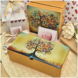 Bomboniera Solidale Cuorematto Scatola rettangolare in Vetro "Albero della Vita" - Cofanetto con Interno in Velluto