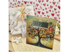 Bomboniera Solidale Cuorematto Orologio Digitale in Vetro con Temperatura - Collezione "Tempo di Emozioni" Albero della vita