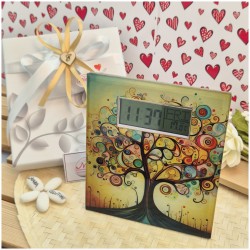 Bomboniera Solidale Cuorematto Orologio Digitale in Vetro con Temperatura - Collezione "Tempo di Emozioni" Albero della vita