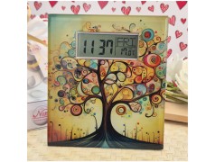 Bomboniera Solidale Cuorematto Orologio Digitale in Vetro con Temperatura - Collezione "Tempo di Emozioni" Albero della vita