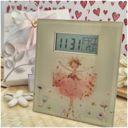Bomboniera Solidale Cuorematto Orologio Digitale in Vetro con Temperatura - Collezione Ballerina