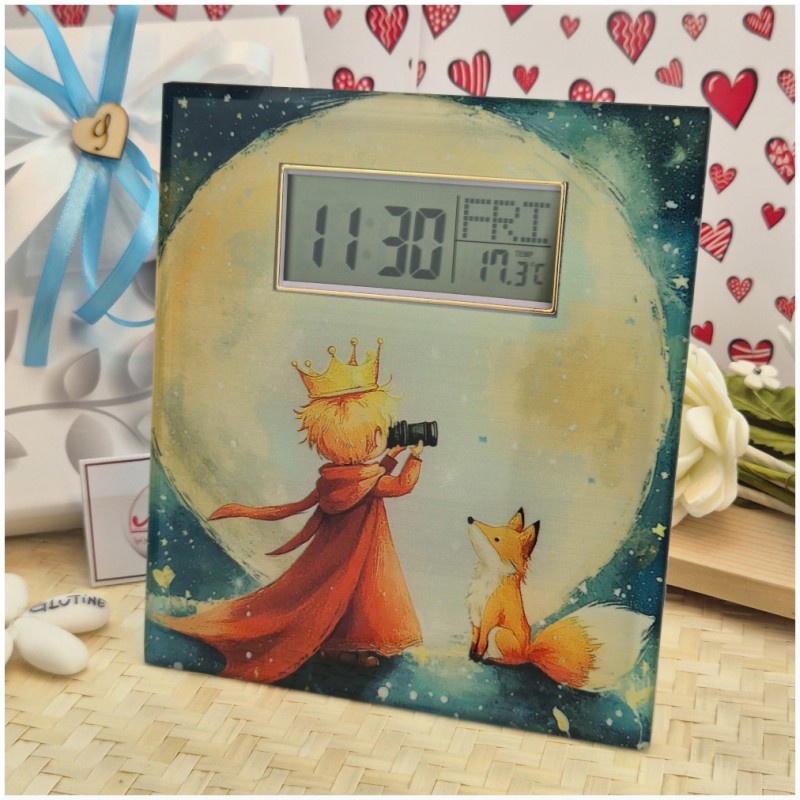 Bomboniera Solidale Cuorematto Orologio Digitale in Vetro con Temperatura - Collezione Piccolo Principe