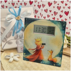 Bomboniera Solidale Cuorematto Orologio Digitale in Vetro con Temperatura - Collezione Piccolo Principe