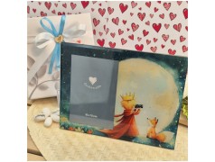 Bomboniera Solidale Cuorematto Portafoto in Vetro Artistico Piccolo Principe