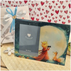 Bomboniera Solidale Cuorematto Portafoto in Vetro Artistico Piccolo Principe