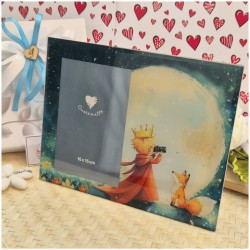 Bomboniera Solidale Cuorematto Portafoto in Vetro Artistico Piccolo Principe