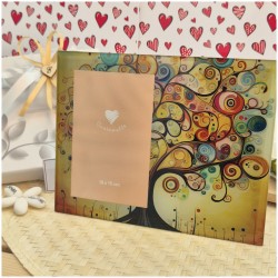 Bomboniera Solidale Cuorematto Portafoto in Vetro Artistico Albero della vita