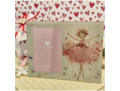 Bomboniera Solidale Cuorematto Portafoto in Vetro Artistico Con ballerina