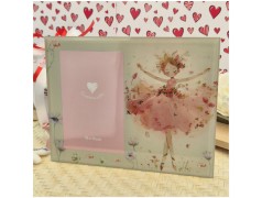 Bomboniera Solidale Cuorematto Portafoto in Vetro Artistico Con ballerina