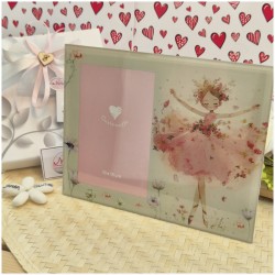 Bomboniera Solidale Cuorematto Portafoto in Vetro Artistico Con ballerina