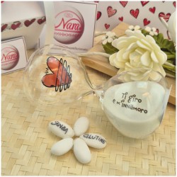 Bomboniera Matrimonio e Anniversario Clessidra "Ti Giro e M'Innamoro" - Vetro con Sabbia Bianca e Frase Romantica