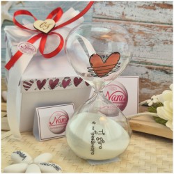 Bomboniera Solidale Cuorematto Clessidra Ti giro e mi innamoro