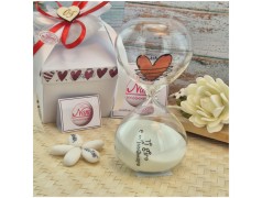 Bomboniera Matrimonio e Anniversario Clessidra "Ti Giro e M'Innamoro" - Vetro con Sabbia Bianca e Frase Romantica
