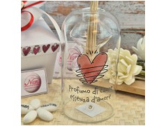 Bomboniera Matrimonio Profumatore Essenza d'Amore - Design Doppio Vetro con Frase e Scatola Cuori