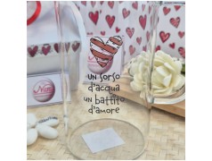Bomboniera Matrimonio Profumatore Essenza d'Amore - Design Doppio Vetro con Frase e Scatola Cuori