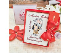 Bomboniera Laurea Criminologia Scatolina Libro con Cane Detective