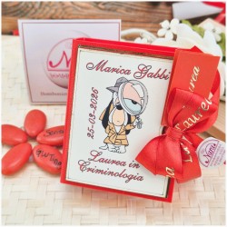 Bomboniera Laurea Criminologia Scatolina Libro con Cane Detective