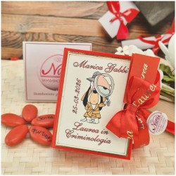 Bomboniera Laurea Criminologia Scatolina Libro con Cane Detective