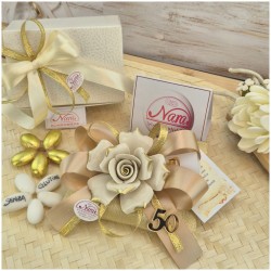 Bomboniere 50 Anniversario Rosa in capodimonte