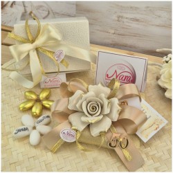 Bomboniere 50 Anniversario Rosa in capodimonte