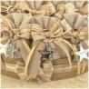Bomboniera Comunione e Cresima Torta di Sacchetti Natural con Portachiavi Croce Strass e Stella Personalizzata