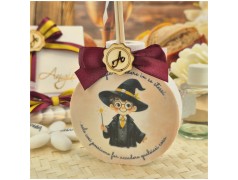 Bomboniera Comunione e Cresima Profumatore "Piccolo Mago" con Frase Magica e Nastri Grifondoro