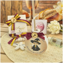 Bomboniera Comunione e Cresima Profumatore "Piccolo Mago" con Frase Magica e Nastri Grifondoro