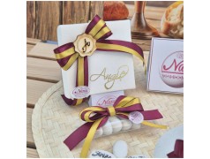 Bomboniera Comunione e Cresima Profumatore Quadrato Piccolo Mago con Frase e Scatola Nome Oro