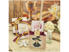 Bomboniera Comunione e Cresima Profumatore Quadrato Piccolo Mago con Frase e Scatola Nome Oro