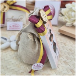 Bomboniera Comunione e Cresima Magnete Piccolo Mago con Frase Motivazionale su Sacchetto Lino