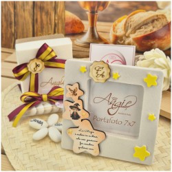 Bomboniera Comunione e Cresima Cornice Portafoto Piccolo Mago 7x7 con Cascata di Stelle