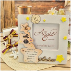 Bomboniera Comunione e Cresima Cornice Portafoto Maxi 11x11 Piccolo Mago per Padrini