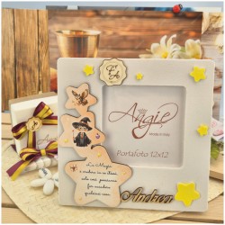 Bomboniera Comunione e Cresima Cornice Portafoto Maxi 11x11 Piccolo Mago per Padrini