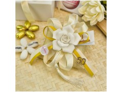 Bomboniera Nozze d'Oro Cuscino Profumato con Rosa Bianca e Numero 50