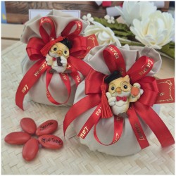 Bomboniera Laurea Sacchetto con Magnete Gufo Assortito