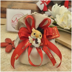 Bomboniera Laurea Sacchetto con Magnete Gufo Assortito