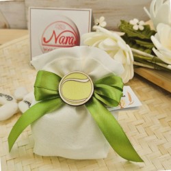 Bomboniera a Tema Tennis Sacchettino con Applicazione a forma di Palla