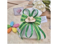 Bomboniera Promessa di Matrimonio Sacchetto Raso Double Green Smeraldo e Lime con Iniziali