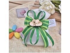 Bomboniera Promessa di Matrimonio Sacchetto Raso Double Green Smeraldo e Lime con Iniziali