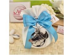 Bomboniera Calcio Comunione portachiavi in metallo scarpetta e pallone in 2d