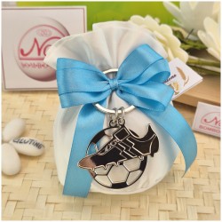 Bomboniera Calcio Comunione portachiavi in metallo scarpetta e pallone in 2d