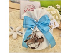 Bomboniera Calcio Comunione portachiavi in metallo scarpetta e pallone in 2d