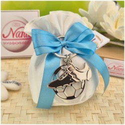 Bomboniera Calcio Comunione portachiavi in metallo scarpetta e pallone in 2d