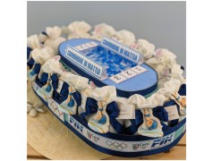 Torta Bomboniera Cresima e Comunione "Passione Nuoto" con Nuotatore e Piscina Centrale