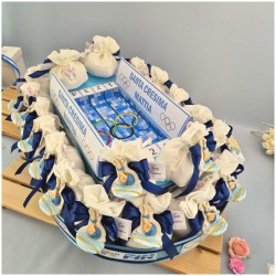 Torta Bomboniera Cresima e Comunione Passione Nuoto con Nuotatore e Piscina Centrale