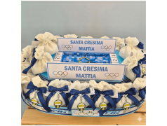 Torta Bomboniera Cresima e Comunione Pallanuoto con Portachiavi Pallone e Piscina Centrale